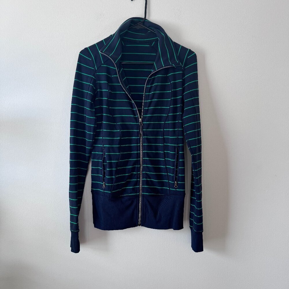 VINTAGE lululemon athletica Navy Zip-Up Jacket with Teal Stripes